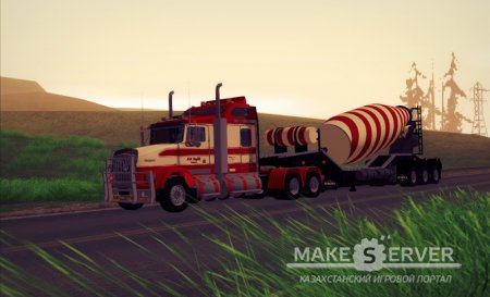 Kenworth Road Train T800 + Cement Mixer Trailer